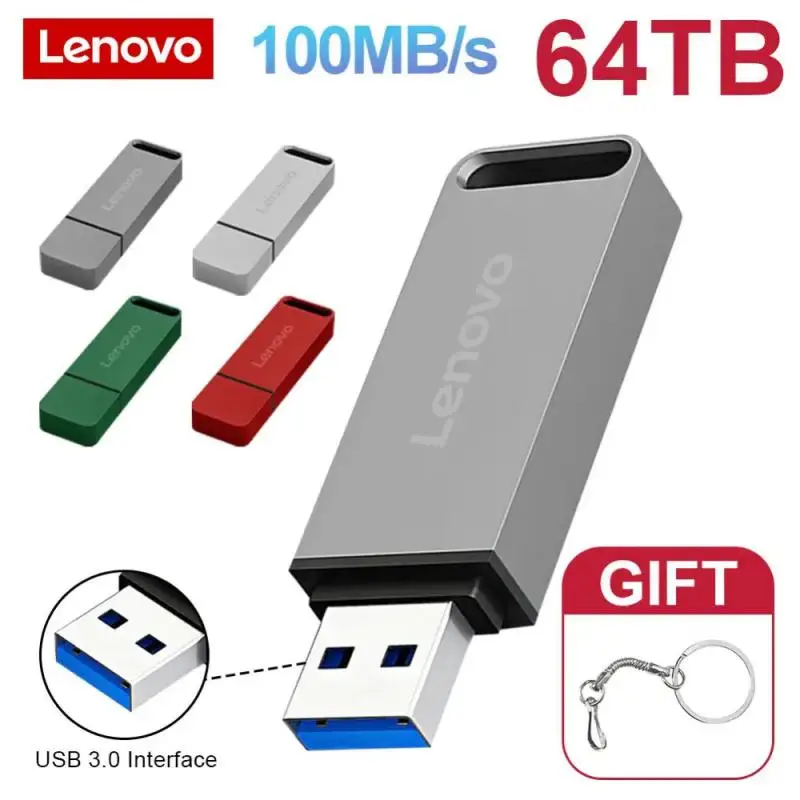 Lenovo High Speed Pen Drive 64TB USB Flash Drives 32TB 16TB USB 3.0 Flash Disk 4TB USB Stick 8TB USB Memory For Laptops Desktops