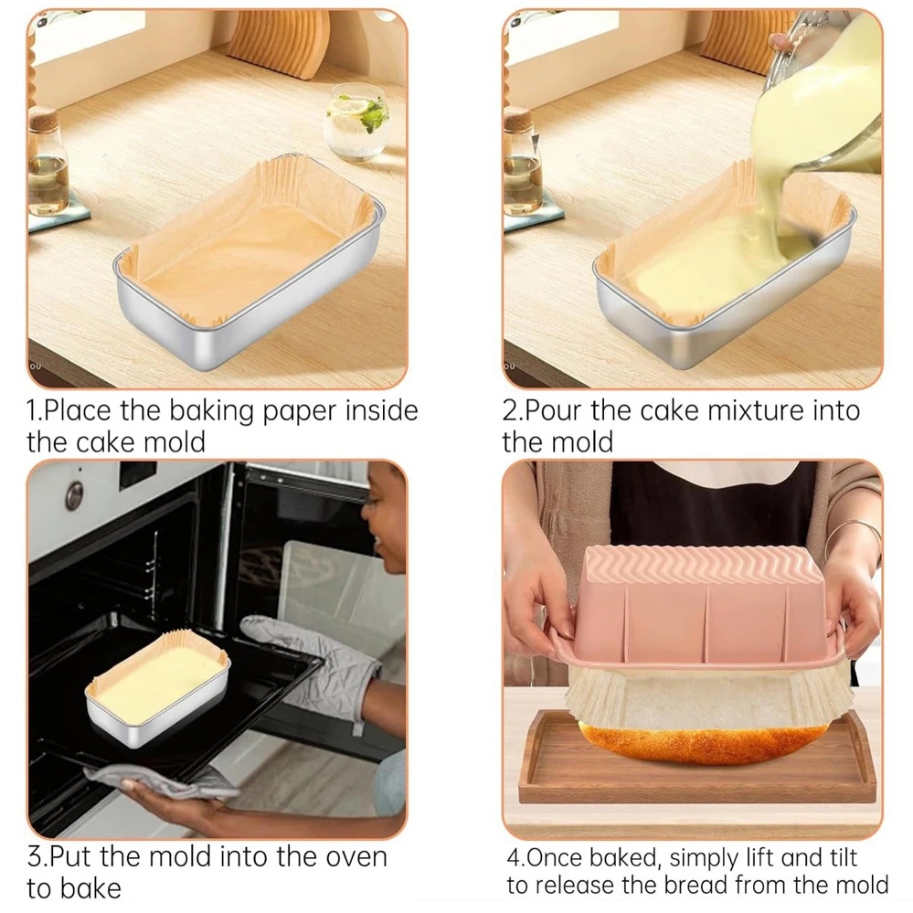 100 قطعة 21x11 سنتيمتر رغيف عموم بطانات غير عصا ورق زبدة ، آمنة للطعام المتاح للخبز/الخبز المحمص/خبز الموز/الكعك ، سهلة التنظيف