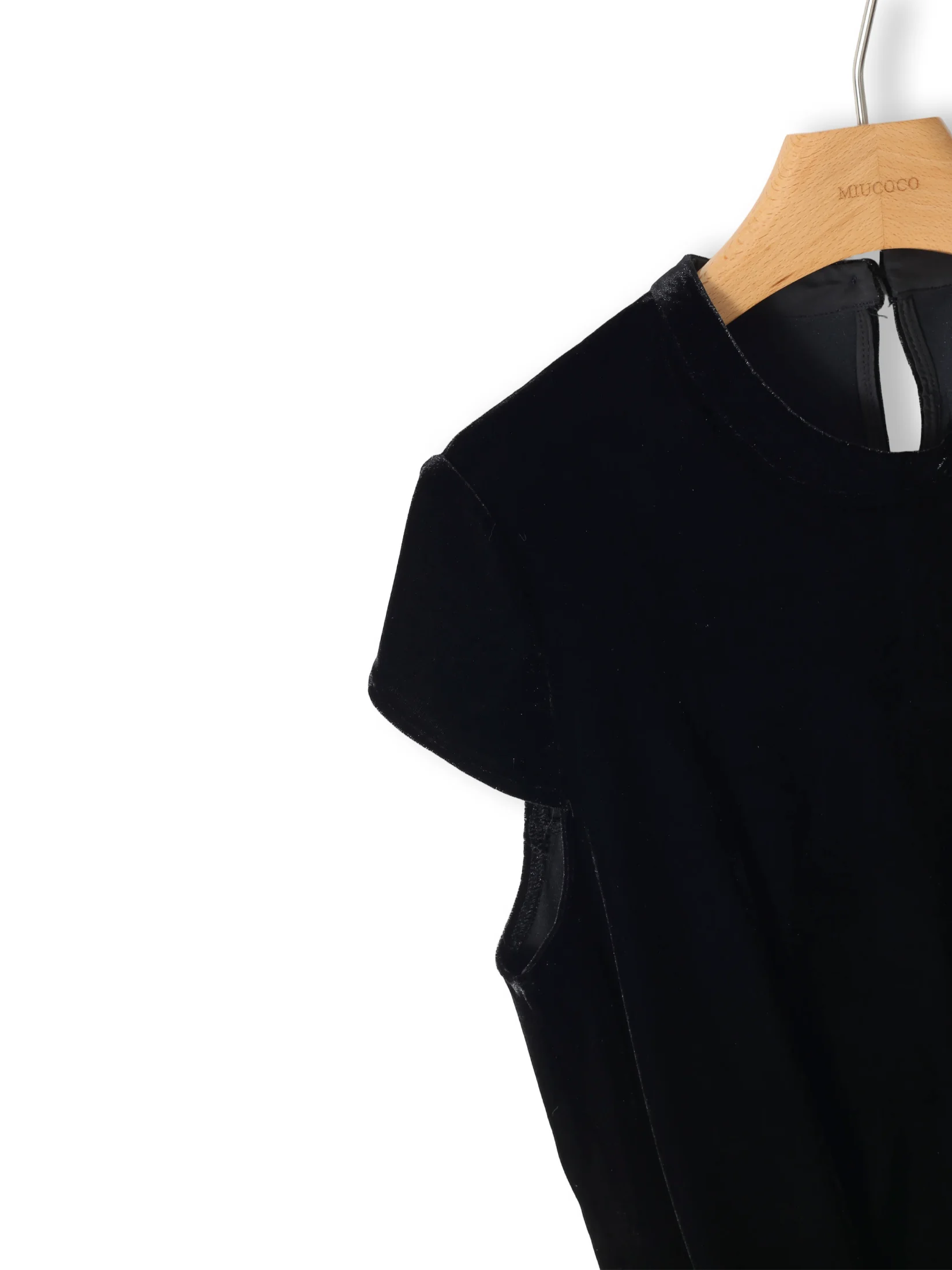 Black Velvet Shirt Women's Small Size New Chinese Style T-shirt Breathable Loose Fit Short Sleeve Stand Collar
