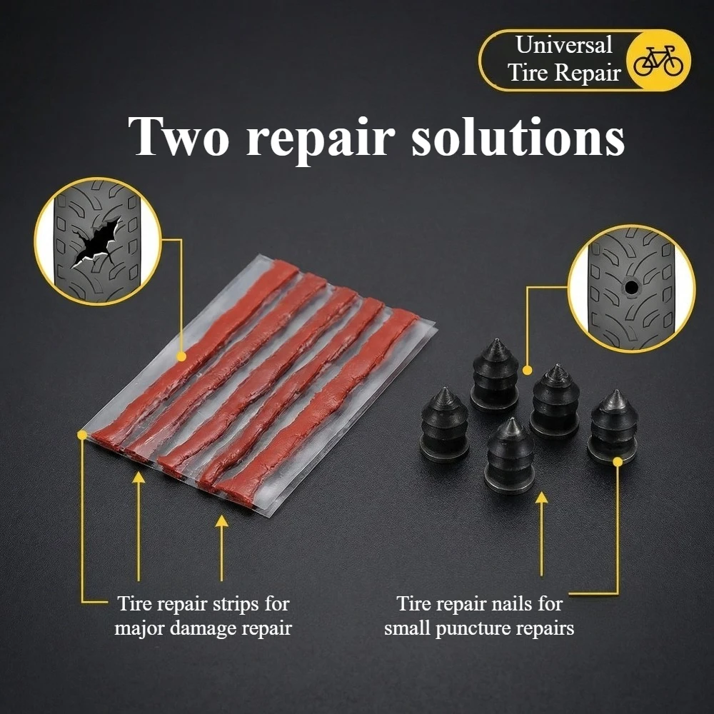 Portable Car Tire Puncture Repair Kit T-Handle Tools Glue Strips Universal for Truck Motorcycle RV Roadside Safety image 4