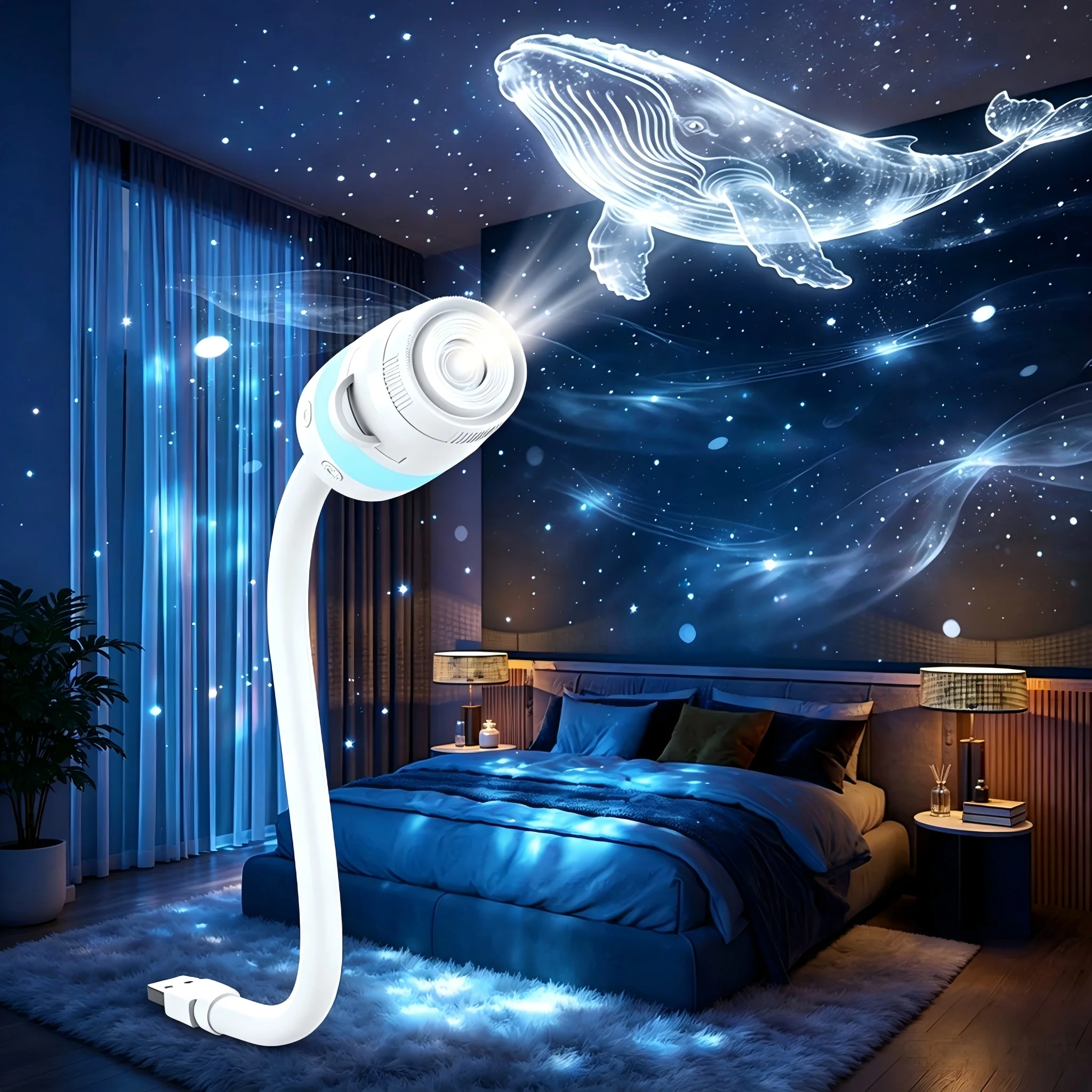 

New Atmosphere Projection 2-in-1USB Light Car Ambient Light Large Range Projection Multiple Scenes Adjustable Focus Distance Nig