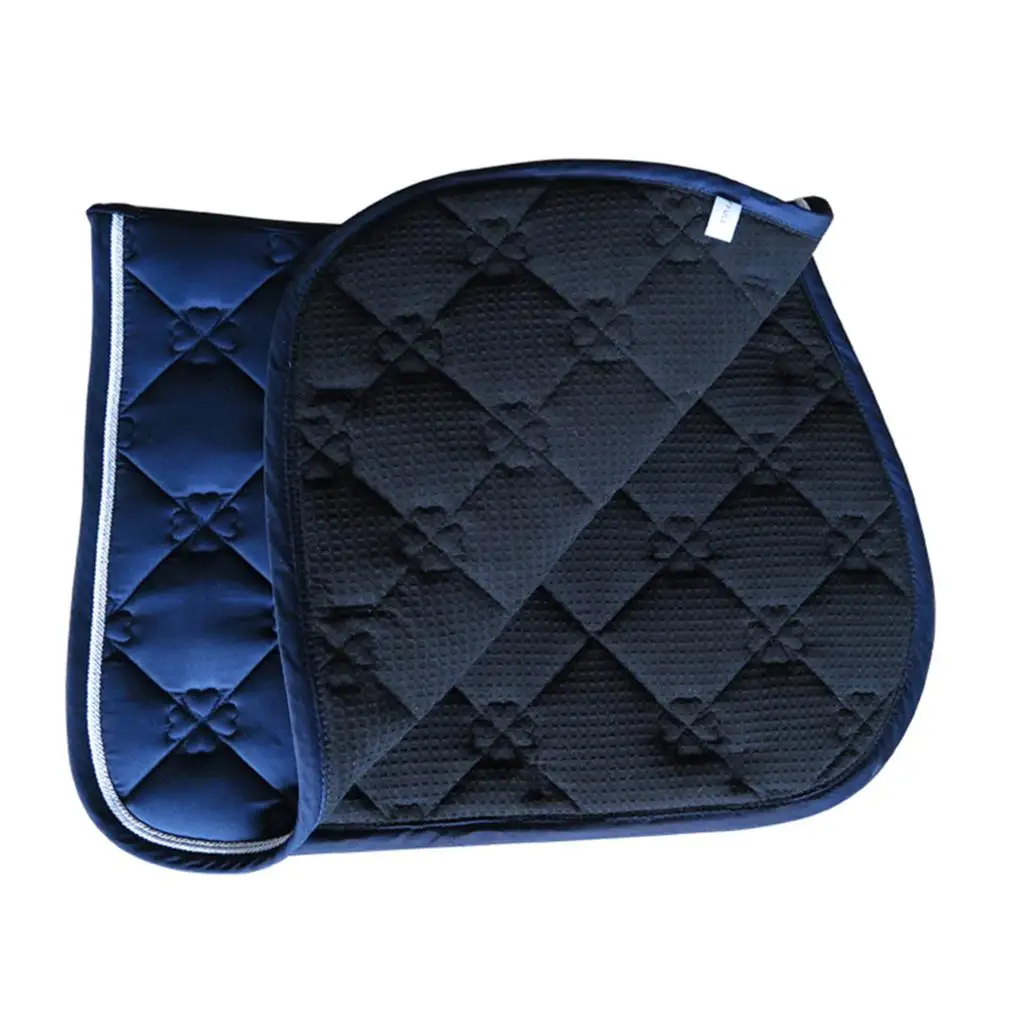 Saddle Pad All Purpose Horse Riding Cover Cotton Mat Shock Absorbing Performance Equestrian Jumping Event Equipment Navy blue