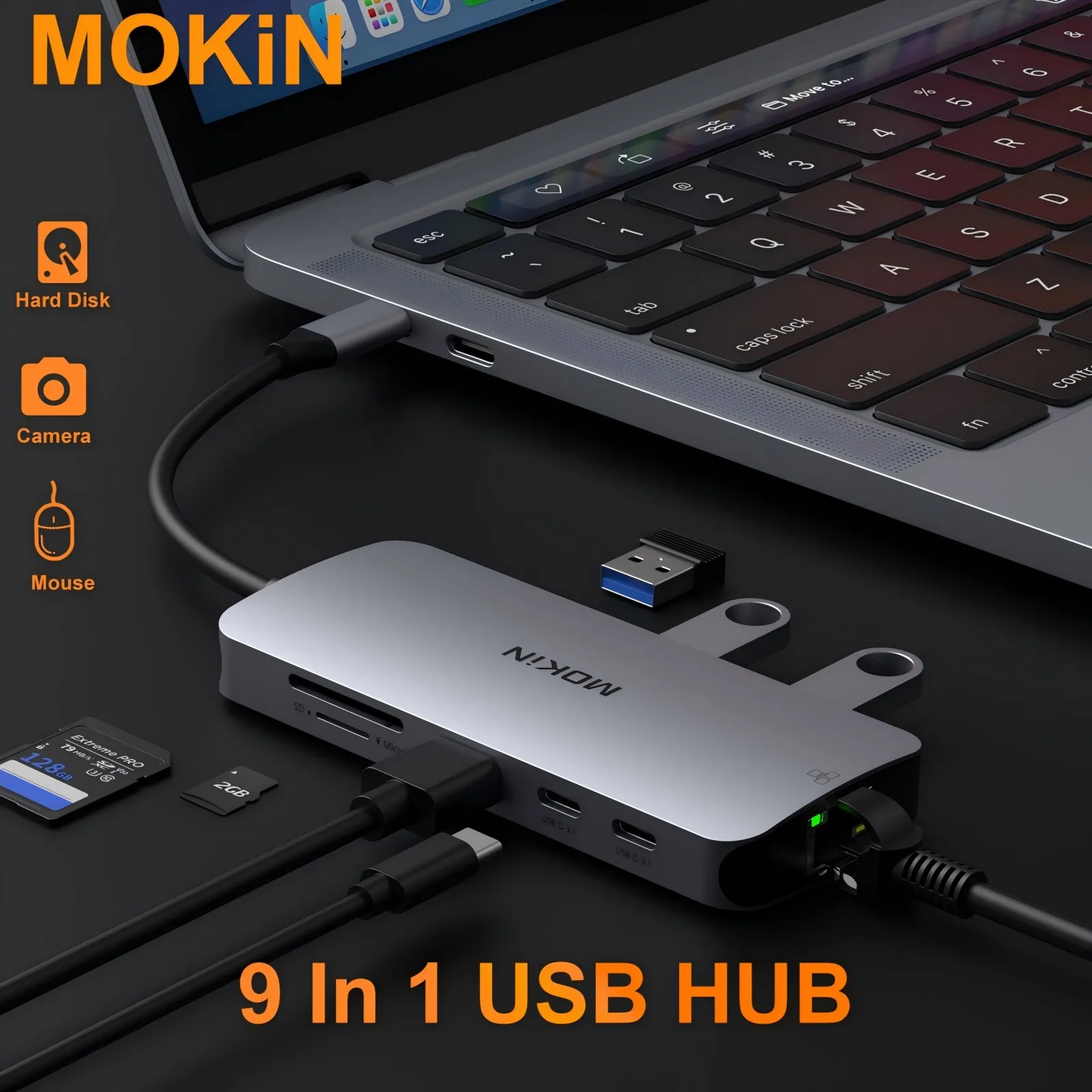 

MOKiN USB-концентратор USB-порт-концентратор-адаптер для MacBook Pro Air Type C к 4K HDMI USB3.0 USB3.1 RJ45 SD/TF Card Reader Телефон USB-сплиттер