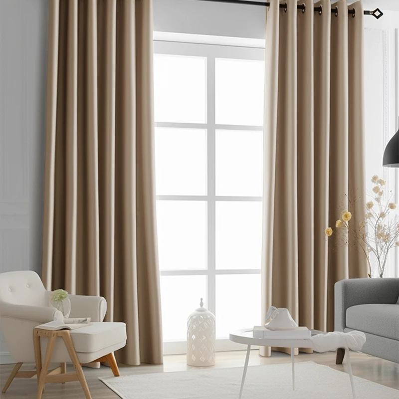 Solid Brown Curtains for Living Room Bedroom Window Curtain for Hall Door Tende Blinds Drapes Elegant Cortinas Ins Rideaux Panel