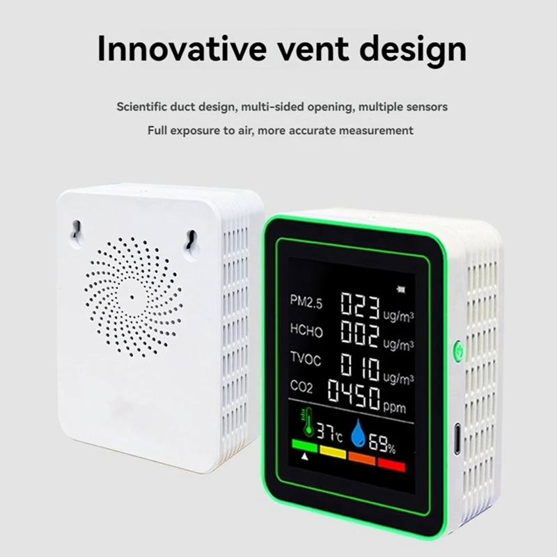 รวมสมาร์ท Wifi Air Quality Sensor Guard มัลติฟังก์ชั่น CO2/TVOC/HCHO/PM2.5/ อุณหภูมิ/ความชื้น