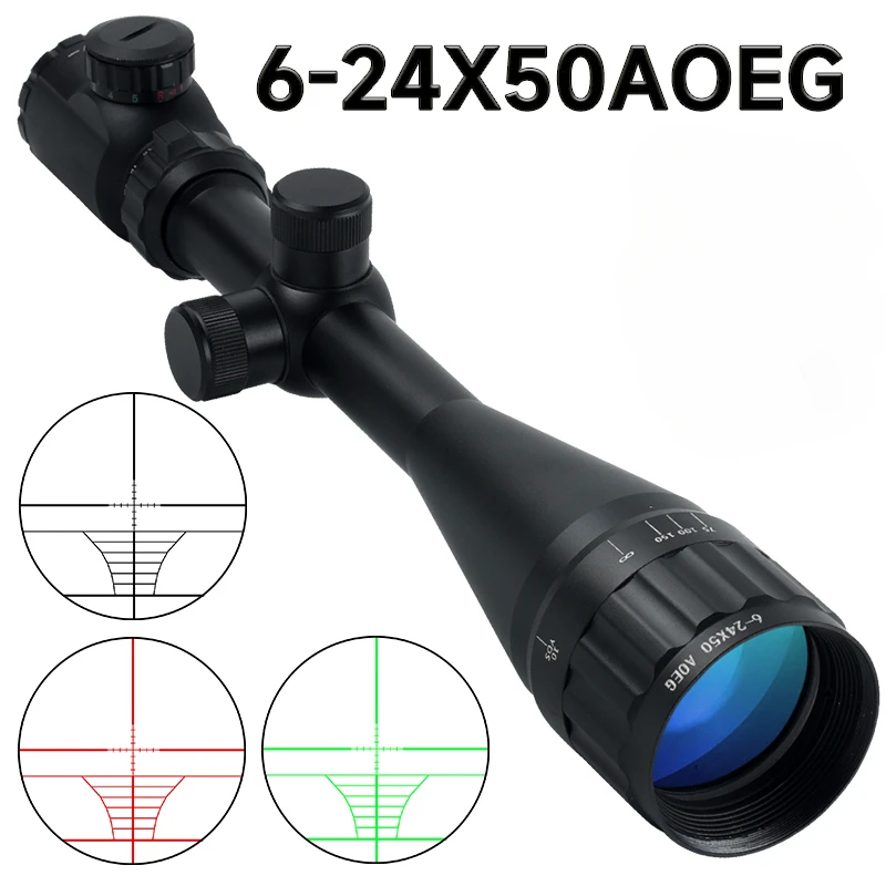 

6-24x50AOEG Long-range Riflescope Red/Green Optics Reticle Reflex Telescope Sniping Hunting Shooting Airsoft Tactical Zoom Sight