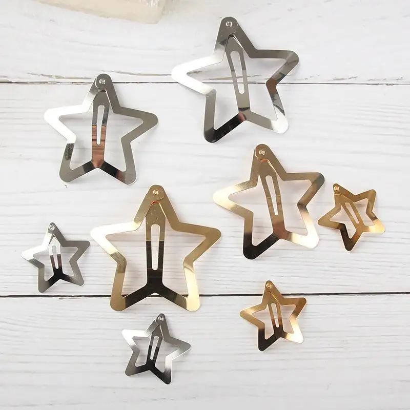 20Pcs/pack New Fashionable Cute Star Hairpin Women Handmade Diy Hairpin Material Accessories Metal Y2K Hair Ornaments