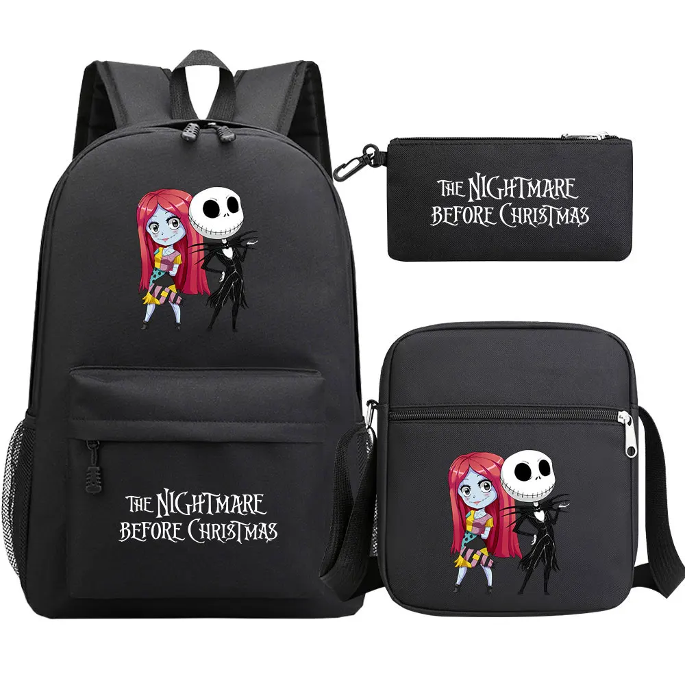 The Nightmare Before Christmas 3Pcs Boy Girl Kids School Book Bags Travel Backpack Shoulder Bag Pen Bag For Men Women