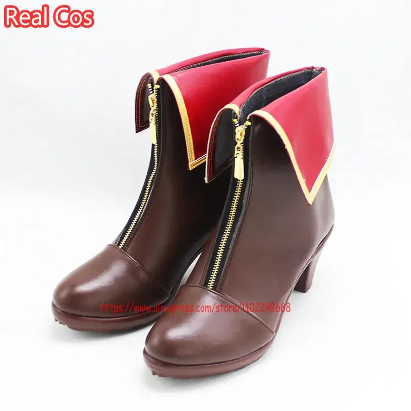 2025 RealCos Vtuber Nijisanji Hololive Yunomi zapatos de Cosplay botas de Halloween mujeres hombres PU cuero Anime juego calzado