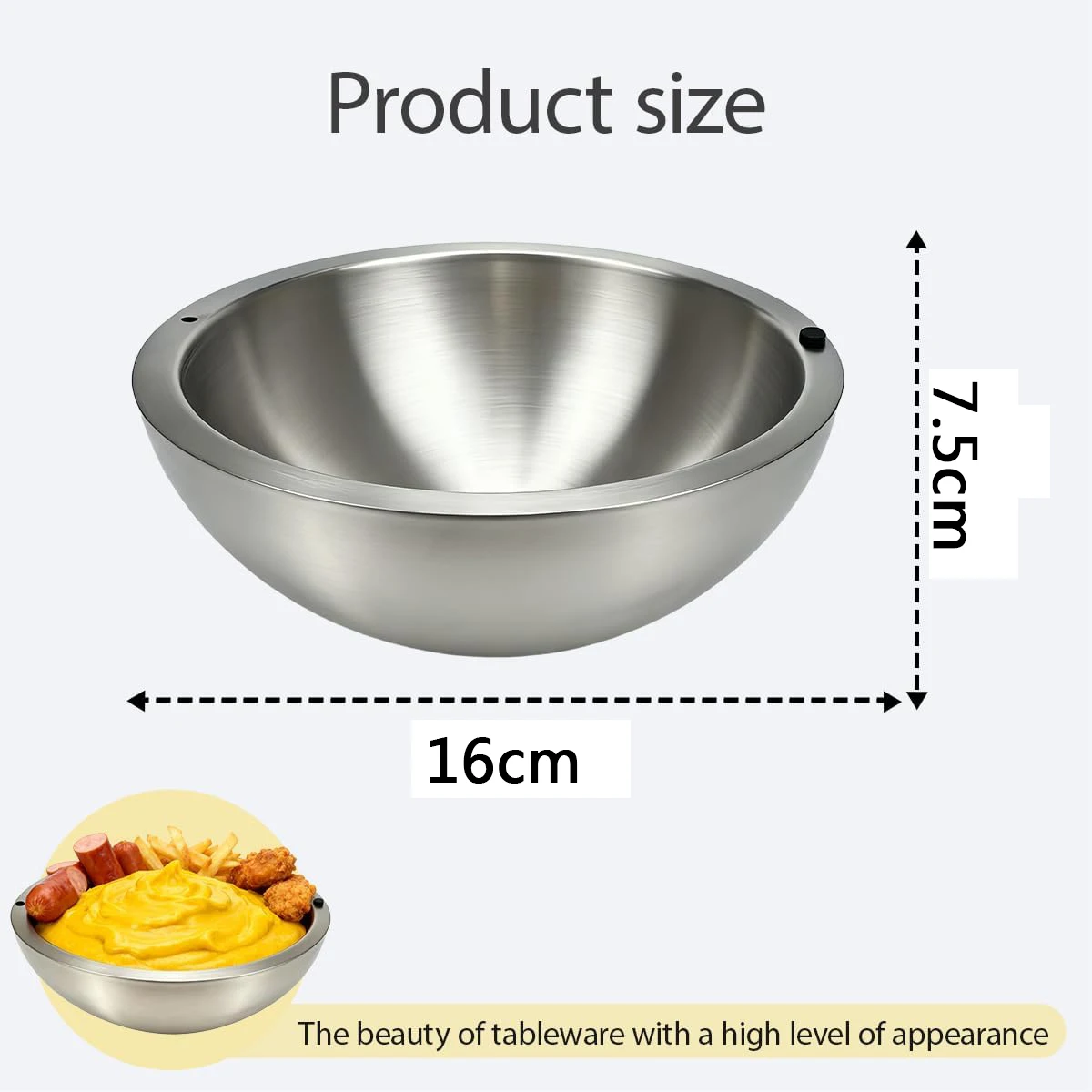 Stainless Steel Insulated Dip Chiller Bowl 1Pack Large Capacity Ice Serving Bowl For Party Salsa Guacamole Condiment Salad