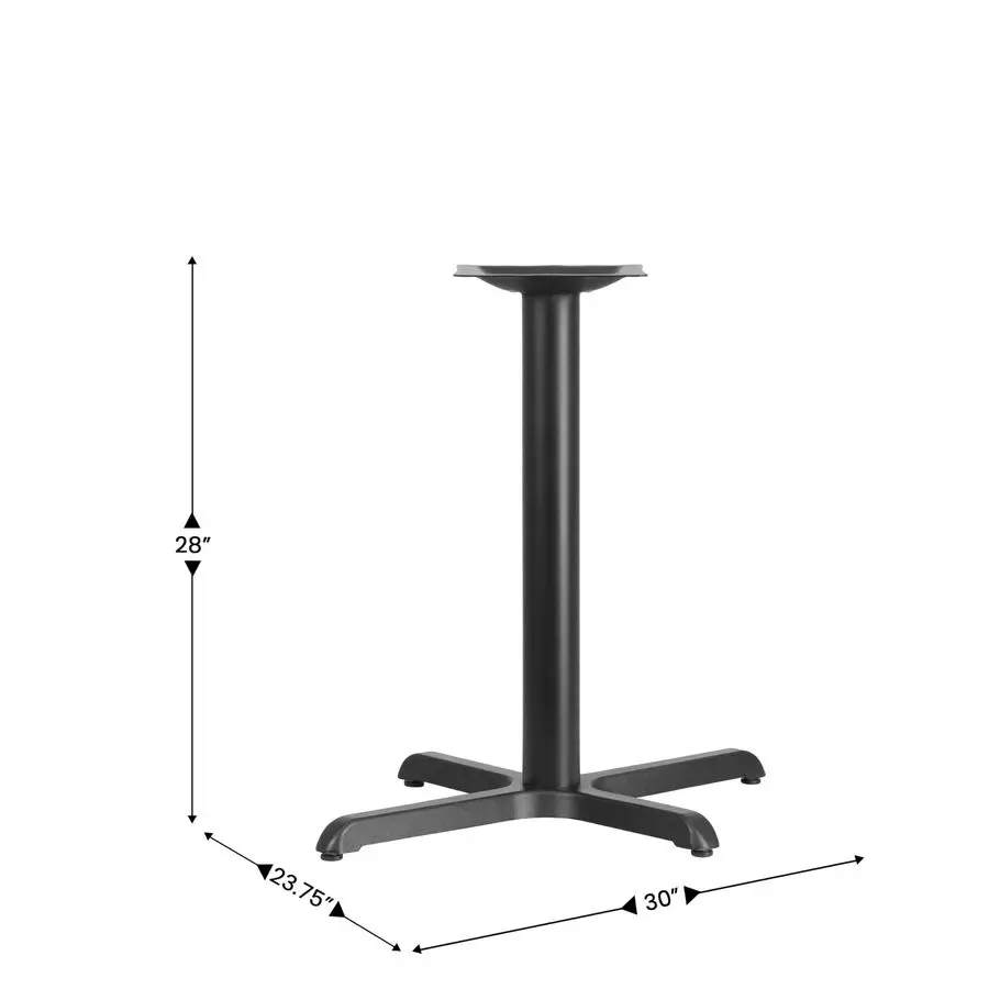 Beverly 23.75 x 30 Restaurant Table XBase with 3 Diameter Table Height Column, Commercial XBase Cast Iron Table Base, Black