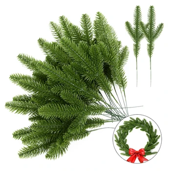1Pack Weihnachten Kiefer Nadel Zweige Gefälschte Pflanze Weihnachten Baum Ornament Dekorationen für Home DIY Kranz Geschenk Box Hochzeit Blumen
