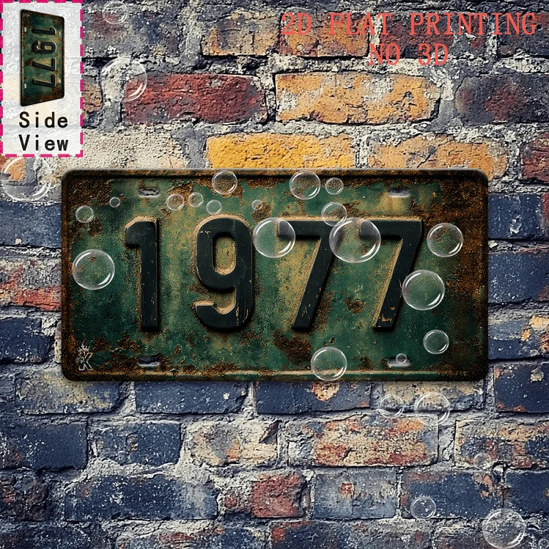 2D Flat, 2D Flat Printing,, Decorative Sign, 1pc, Retro 1977 Aluminum Sign (29.97cm x 14.99cm), for Man Cave, Bar, Garage, Cafe,