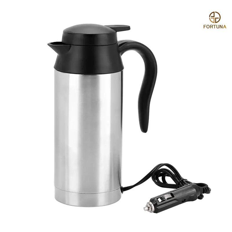 750ml 12/24V Electric Heating Cup Kettle Stainless Steel Water Heater Bottle for Tea Coffee Drinking Travel Car Truck Kettle