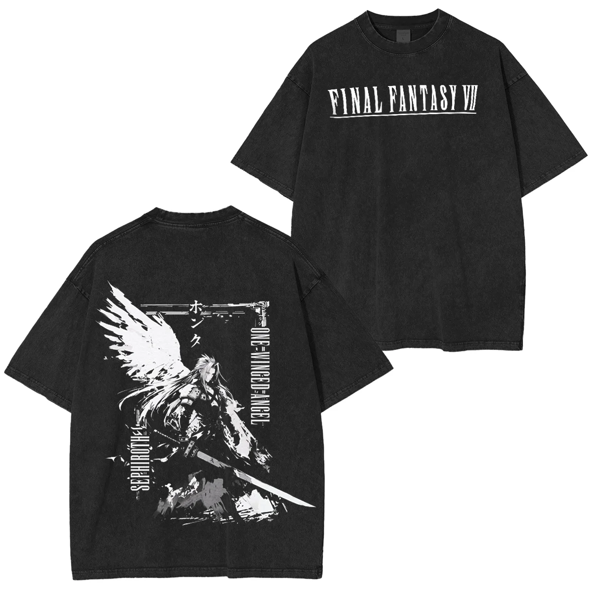 FINAL FANTASY Grafik-Washed-Oversized-T-Shirt für Männer und Frauen Vintage Streetwear Casual T-Shirt Harajuku Damen Herren Manga Kleidung – Detail 5