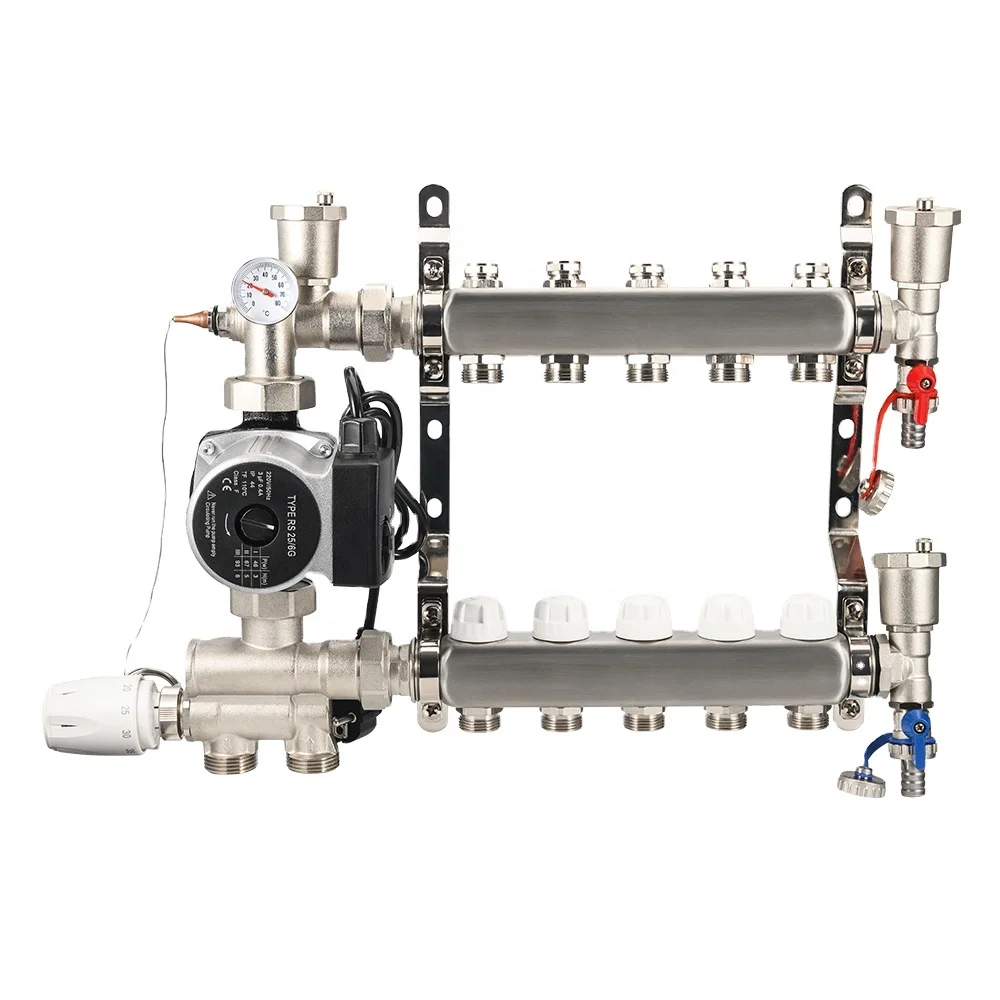

Насосы для распределения воды под нагревом из нержавеющей стали, коллектор с клапаном для подогрева пола для систем теплого пола
