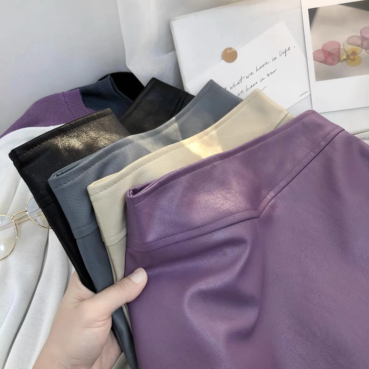 

Юбка из натуральной овчины с высокой талией, А-силуэт, женская, в гонконгском стиле, кожаная, короткая, корейская версия, облегающая