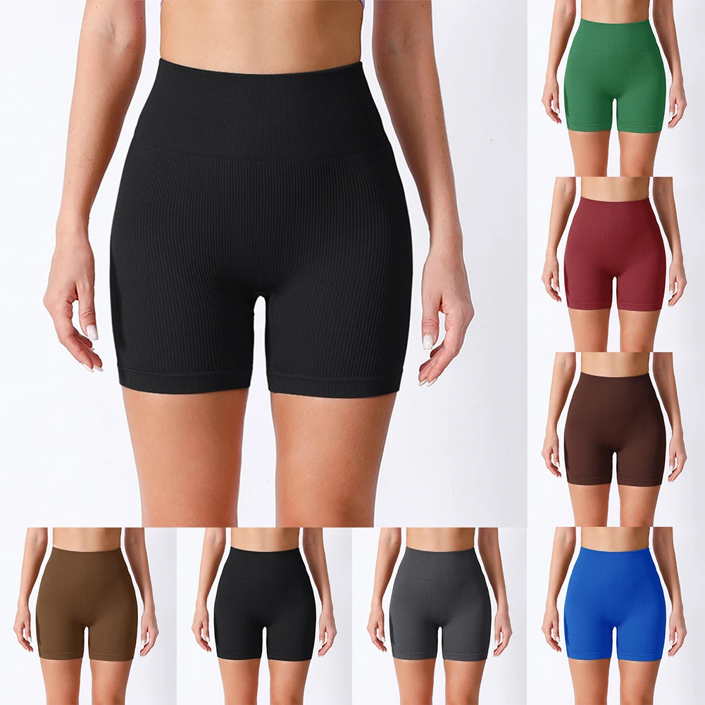 السراويل القصيرة النسائية السراويل العلامة التجارية امرأة بعقب رفع اليوغا الظلام اللياقة البدنية عالية الخصر الورك كبير ضوء مضلع متماسكة الموضة #6