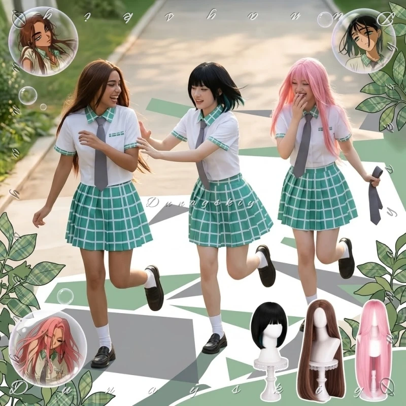 Hyuna Wigs Tenue d'écolière à carreaux pour cosplay JK, tenue d'étudiante, cosplay féminin Anime ALIEN STAGE, Sua Mizi Halloween