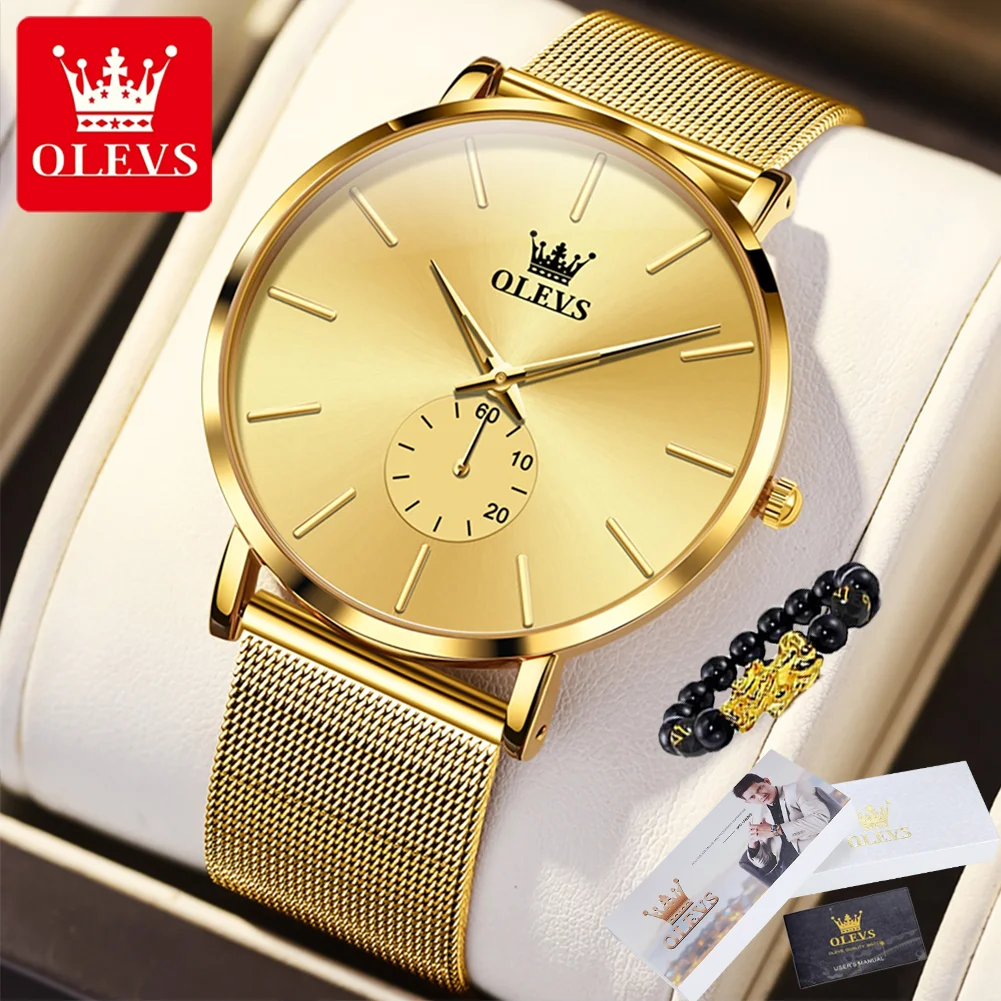 

OLEVS 9954 Men's Watch Luxury Fashion Ultra thin 7.5mm Waterproof Luminous Timing Code Brand Business Original Quartz Men Watch