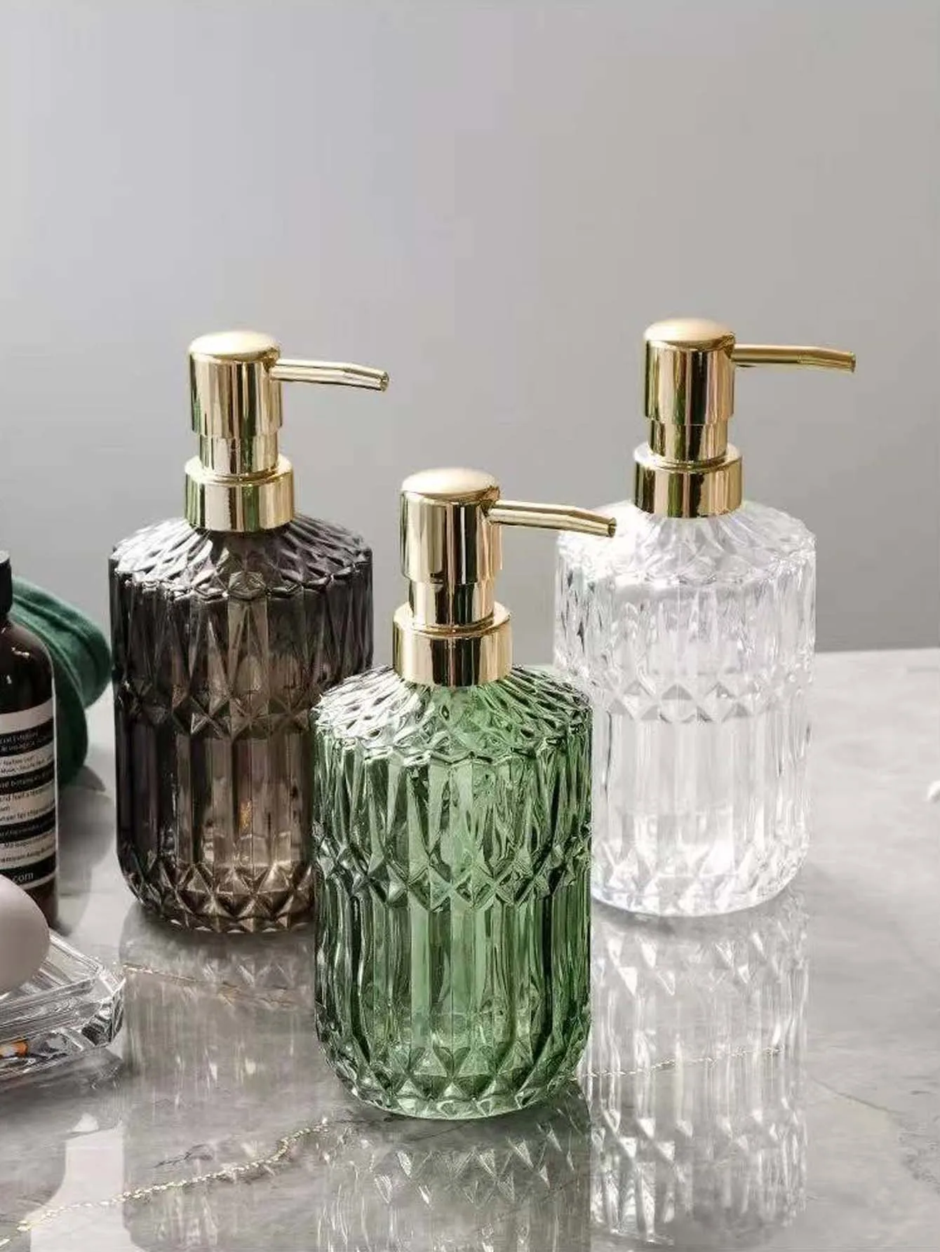 

390 мл жидкая бутылка, дозатор шампуня для мыла для ванной комнаты, контейнер для дезинфицирующего средства для рук, дорожный шампунь для мытья тела, роскошная стеклянная бутылка