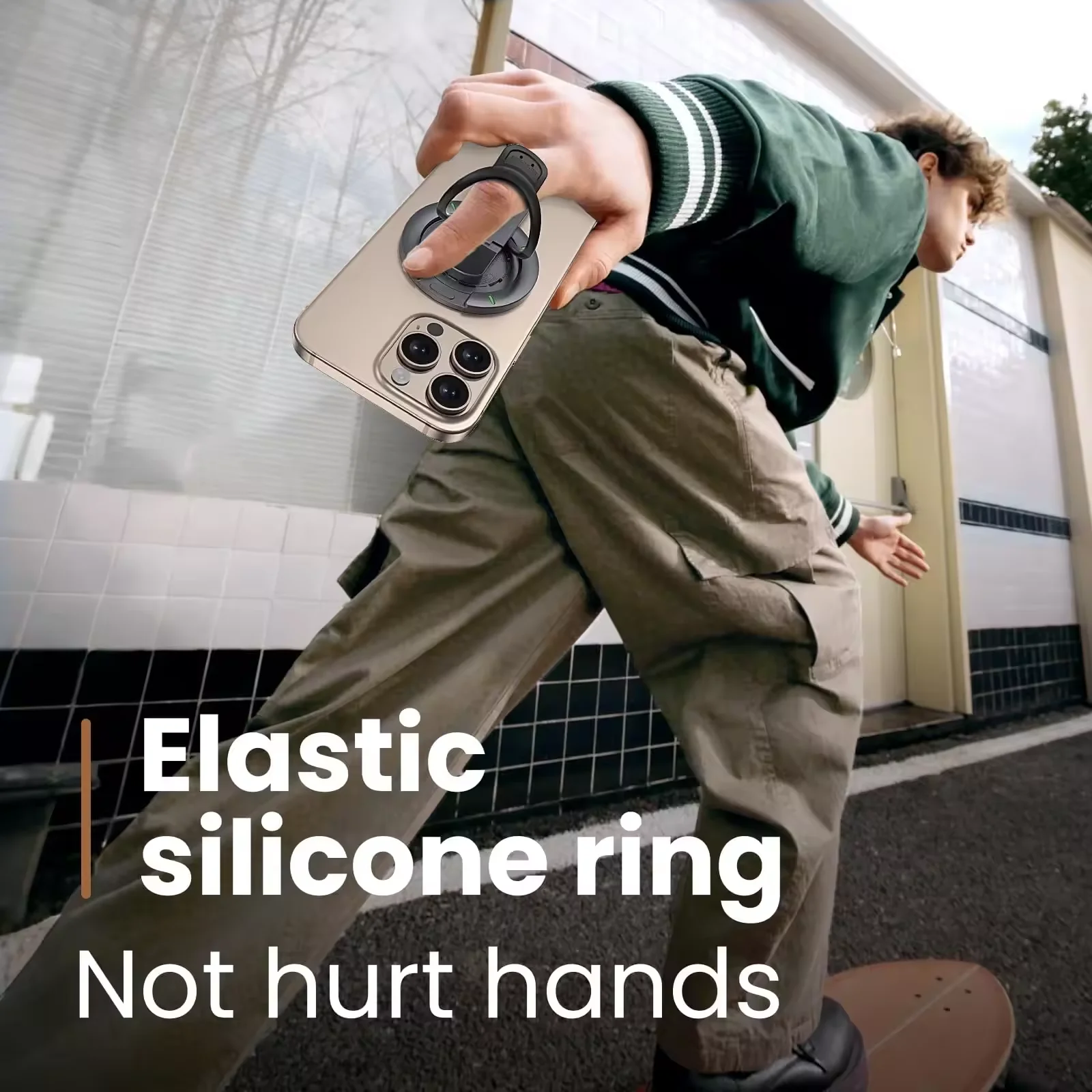 360 °   Rotierender doppelseitiger magnetischer Handy-Ringhalter für Magsafe Phone Grip Stand Universal verstellbare Desktop-Halterung