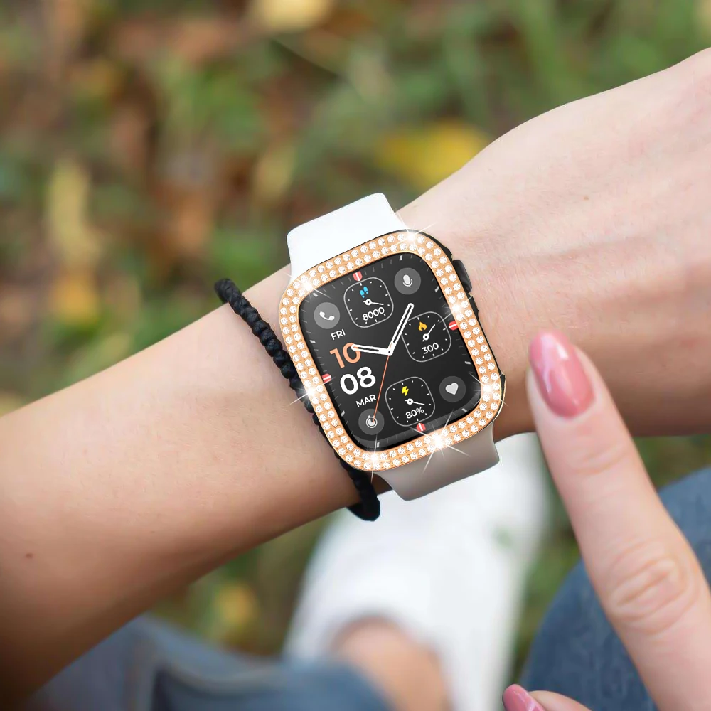 Diamond Full Protective Case for Apple Watch Series 8 7 41MM 45MM Cover For iWatch 6 SE 5 4 3 38MM 42MM 40mm 44mm Accessories