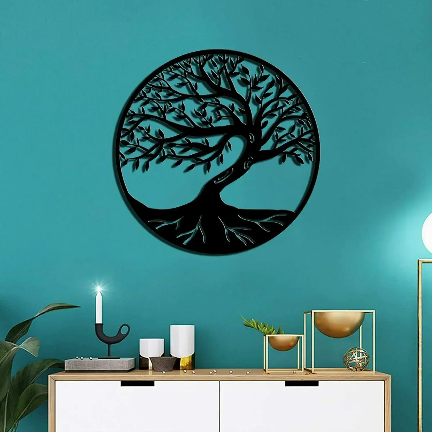 Tree of Life Metal Wall Art Decor Tree Wall Hanging Artwork Rustic Forest Large For Home Living Room Dectoration Metal Art