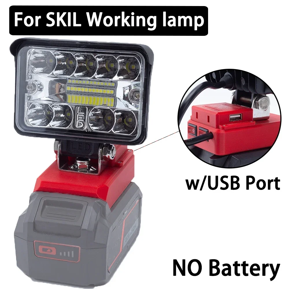 Portable Cordless LED Work Light For SKIL 20V Lithium Battery Workshop Work Camping Fishing With USB Port (NO Battery )