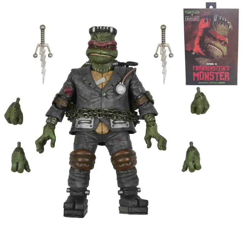 Neca adolescente mutante ninja tartarugas frankenstein monstros universais raphael como frankenstein figura de ação brinquedo modelo colecionável