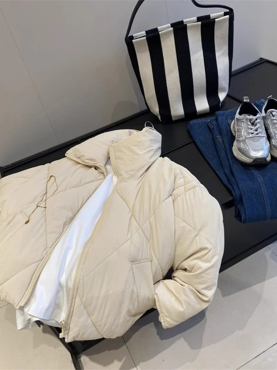 Deluest Women's Thiened Diamond Pattern Stand Collar Cotton Jaet Winter Coat Warmth Outerwear ort Sle Premium Quali