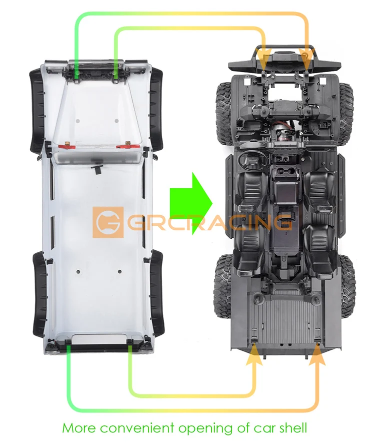 Für 1/10 Rc Auto Trax Trx-4 Defender Vorne Und Hinten Magnetische Auto Shell Säulen Versteckte Installation, Haube Kann Geöffnet werden Trx4 G156c