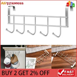 5 Hooks Behind The Door Hooks New Stainless Steel Storage Wall Hanging Wash Room Hanger Clothes Towel Convenient Storage Holder