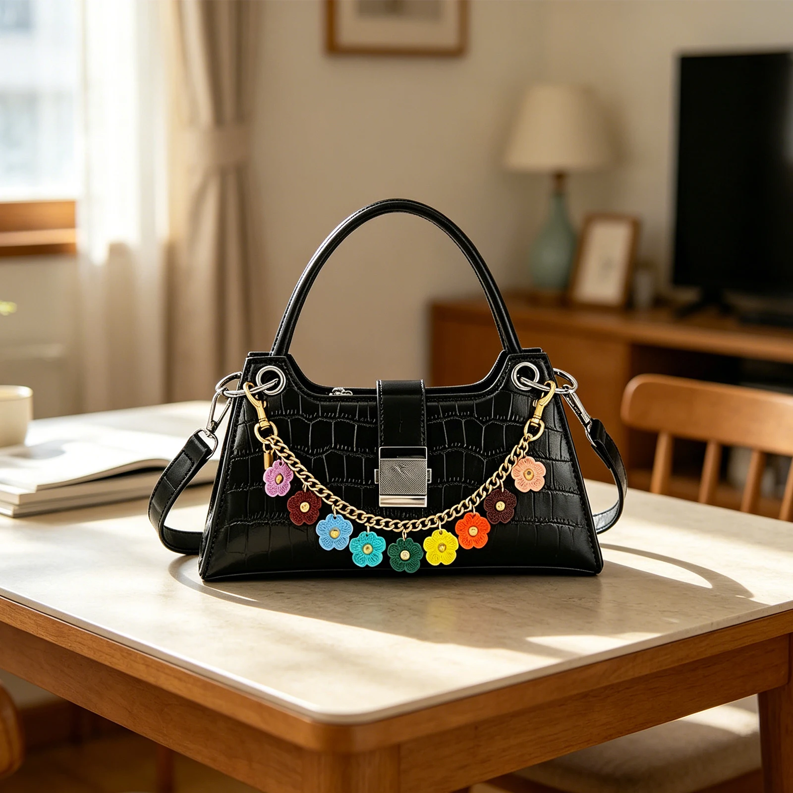Versatile Wallets Extender Chains Dual Lobster Clasp Cute Floral Chain Straps Vintage Gold Purse Chain for Camera Itabag Decors