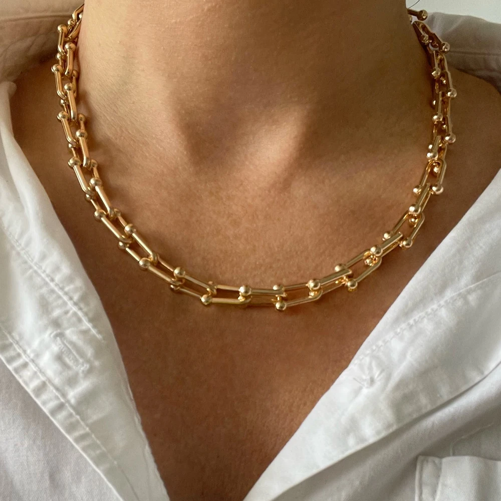 316L Stainless Steel Necklaces Gold Color Thick Clavicle Chain Choker Necklace for Women Trendy Party Boho Jewelry Collar Gift