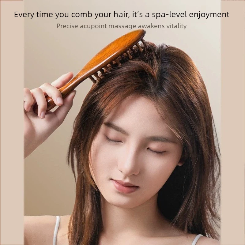 Multi-Functional Wooden Therapy Massage Comb Scalp Head Massager Natural Sandalwood Hair Brush Guasha Scraping Body Massage Tool