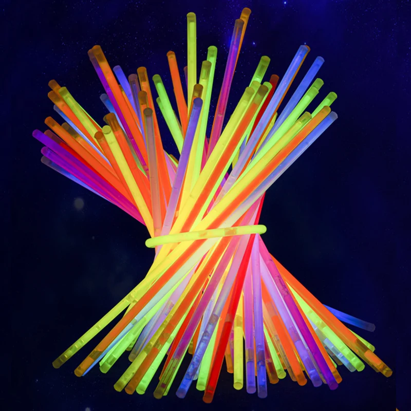 10/25/50/100 Stück Fluoreszenzstäbe, leuchtendes Armband, Partyzubehör, mehrfarbig, leuchtender Stick, hell, bunt, biegbar, TMZ – Detail 5