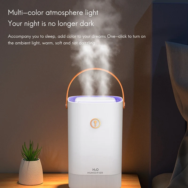 Umidificador ultrassônico Desktop, Umidificador de ar portátil, Difusor para Home Office, Grande capacidade, USB, 3.3L
