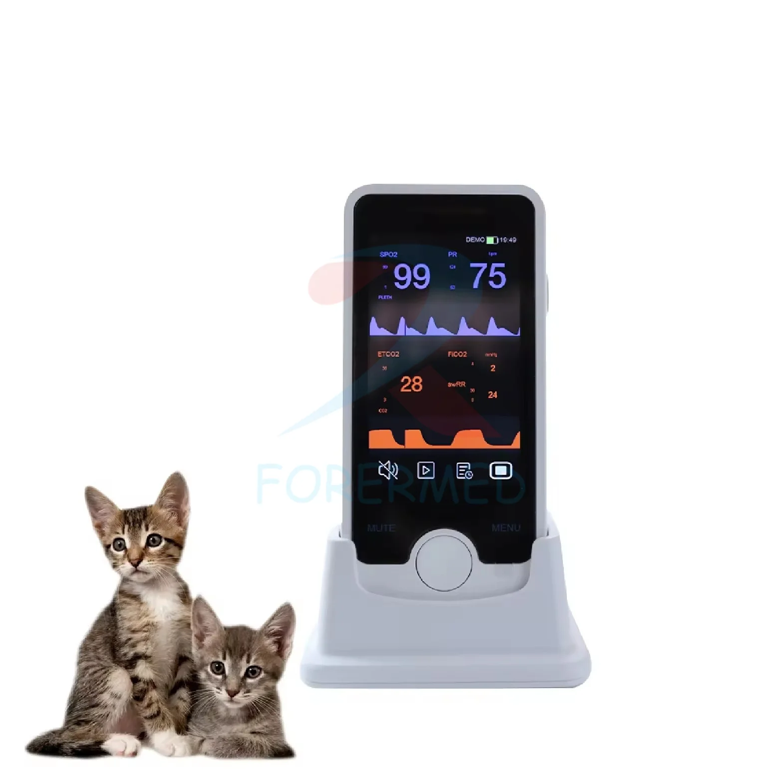 VET 4 Parameter Vital Signs Monitor Portable Animal Veterinary Use Blood Oxygen Rechargeable Handheld Pulse Oximeter