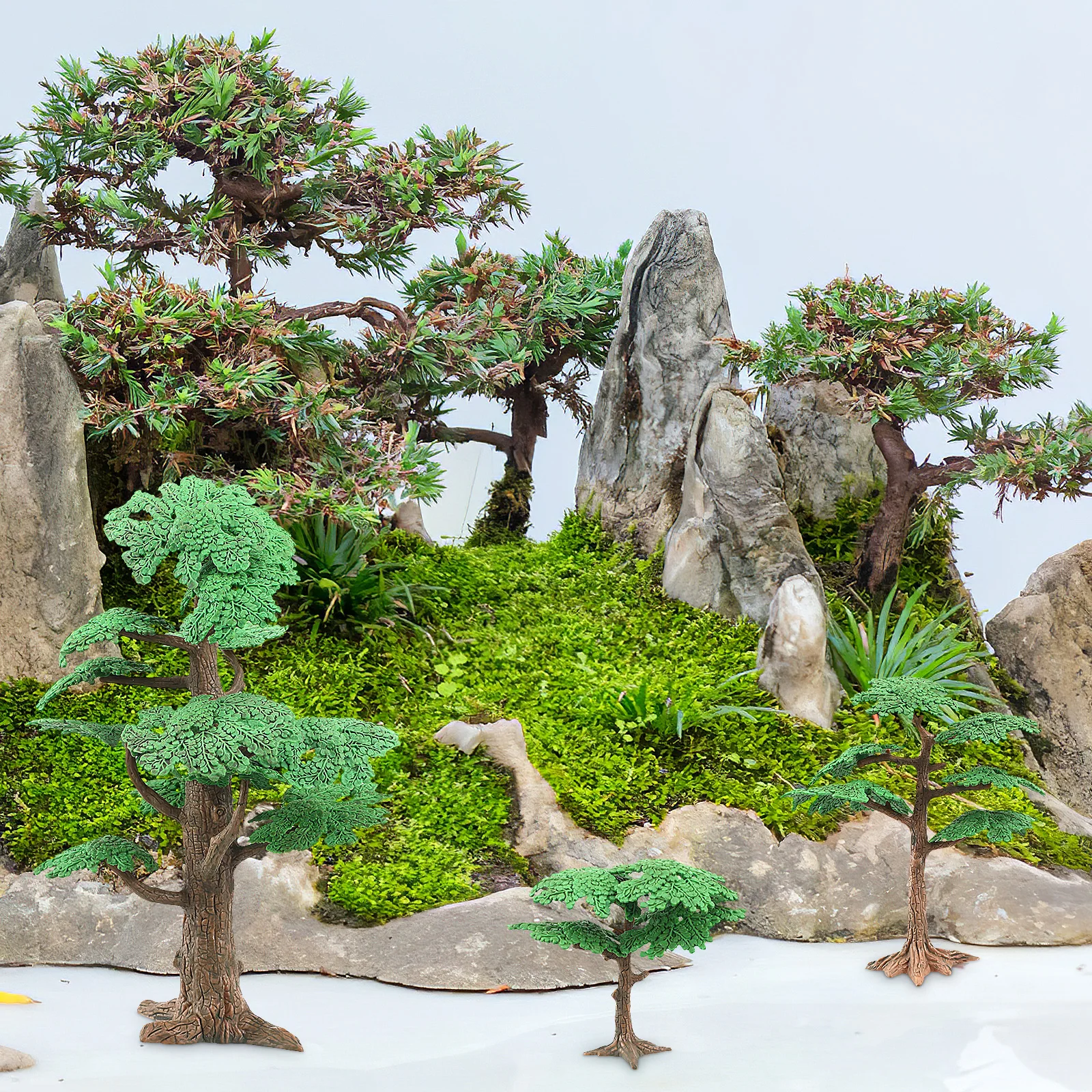 

3pcs Artificial Pine Plant Simulation Tree Ornament For Home Office Decor Bright Green Fake Cypress Lifelike Indoor Decoration