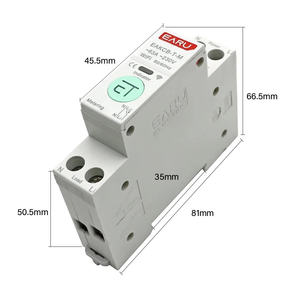 Tuya WiFi Zigbee EWelink Smart Circuit Breaker MCB 1-63A Adjustable Energy Voltage Current Meter Protector Remote Control Switch