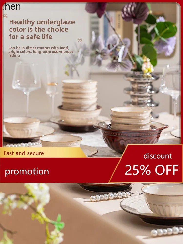 Zml dish set for homeretro bowl, plate and chopsticks classy ceramic tableware bowl and chopsticks