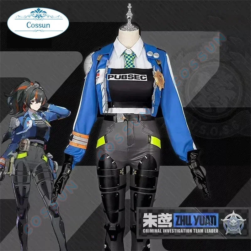 Zhu Yuan Cosplay Costume Game Zenless Zone Zero Anime Women Girls Cool Blue Uniform Halloween Carnival Role Play Outfits