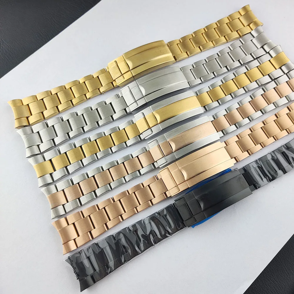 20mm stainless steel strap with adjustable length suitable for  NH35 case silver/black/gold/rose gold