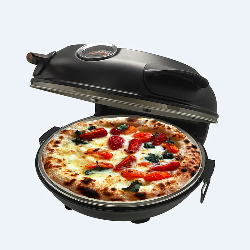 Household Black Red Adjustable Temperature Electric Pizza Maker Portable Multifunctional Double Electric Pizza Maker Mini Oven