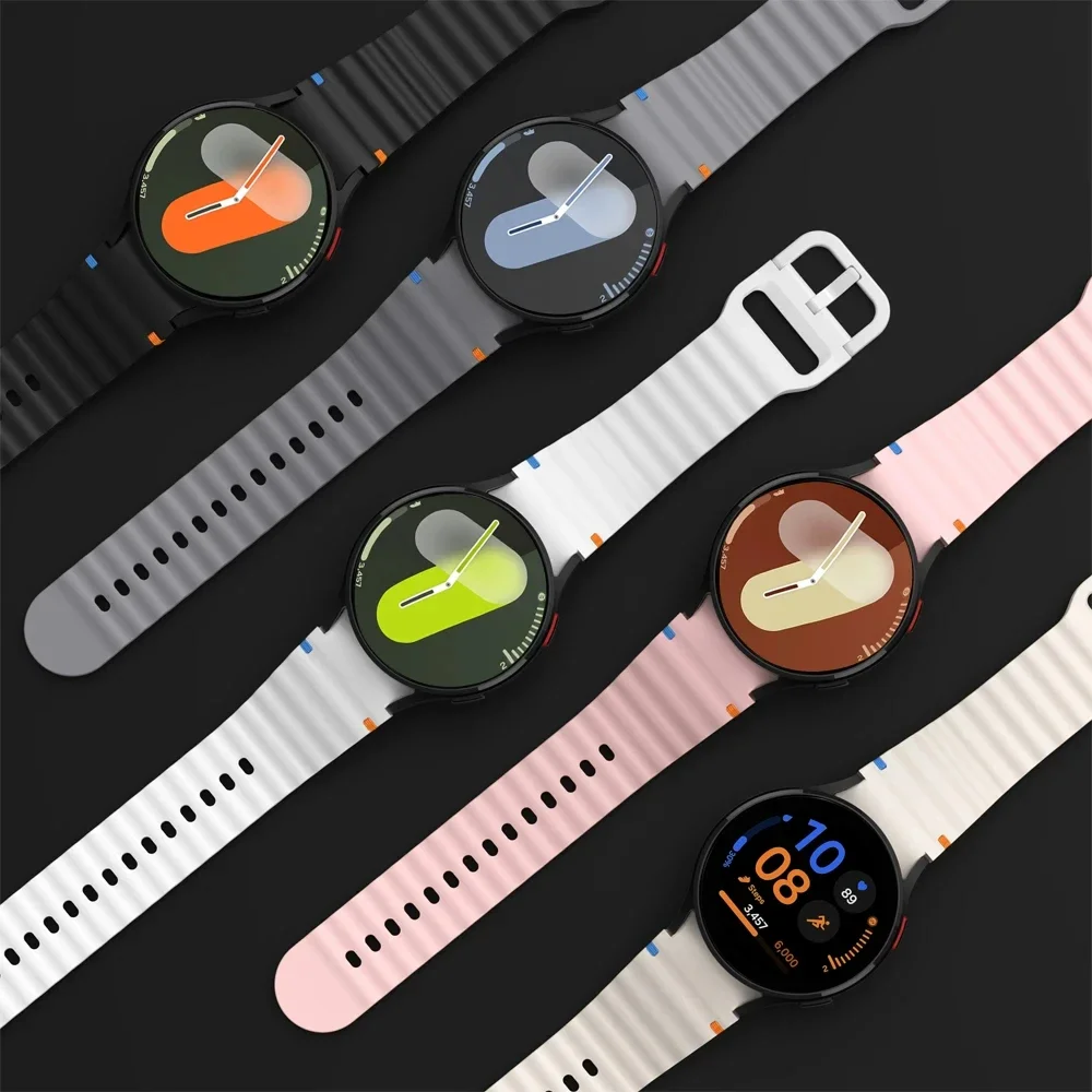 Pulseira de silicone para samsung galaxy watch 7 6 5 4 fe 40mm 44mm banda com vidro + pc caso protetor de tela pára-choques capa acessórios