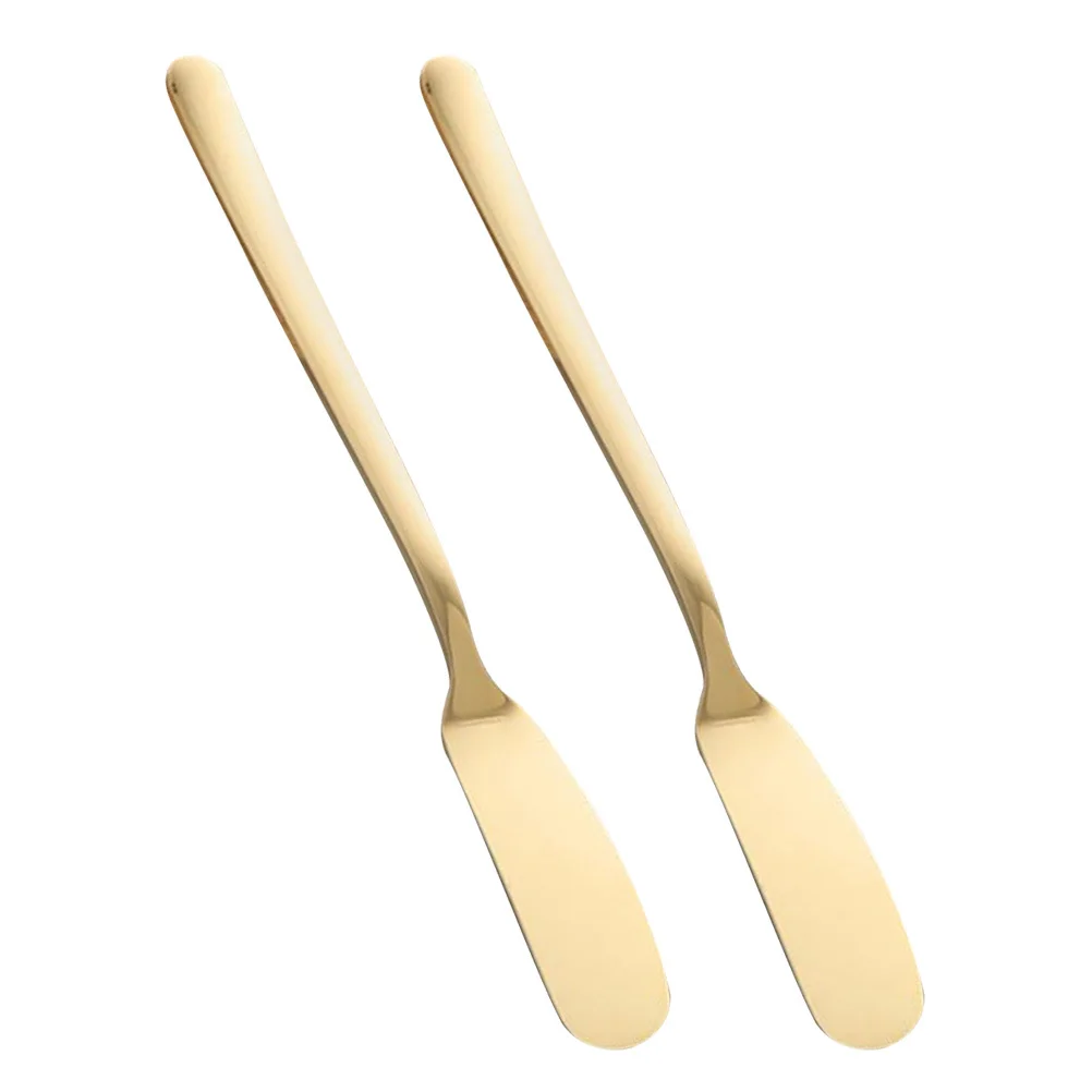 

2pcs Stainless Steel Cheese Butter Cutter Wiping Jam Cream Spreader Kitchen Baking Tool Catering Slicer Set Gold Utensils