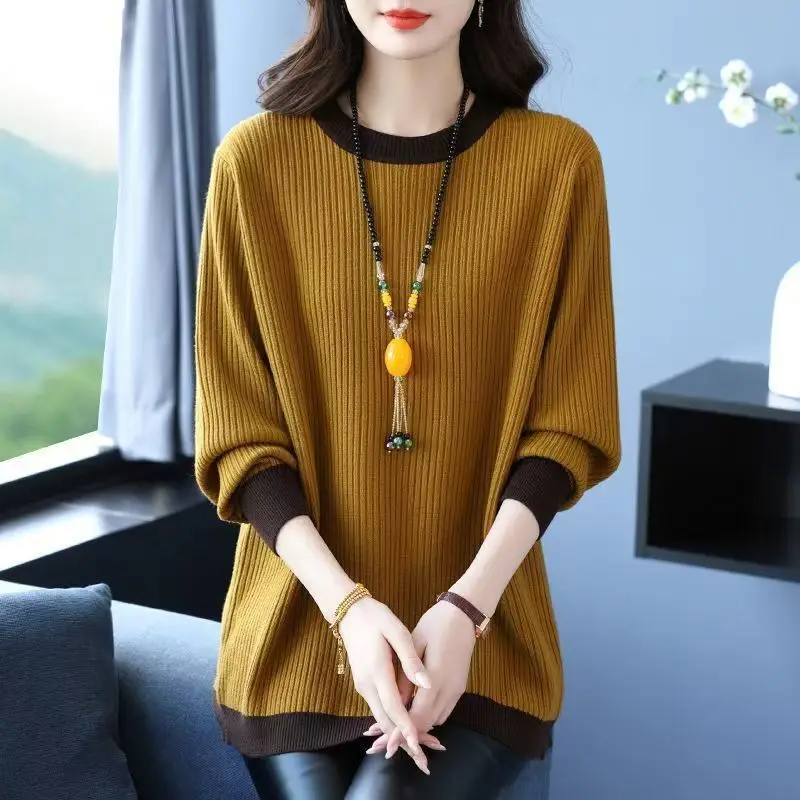 

Western-Style Knitwear Sweater Female 2026 Autumn Winter New Plus Size Pullover Mother Coat Women Joker Pullover Bottoming Shirt