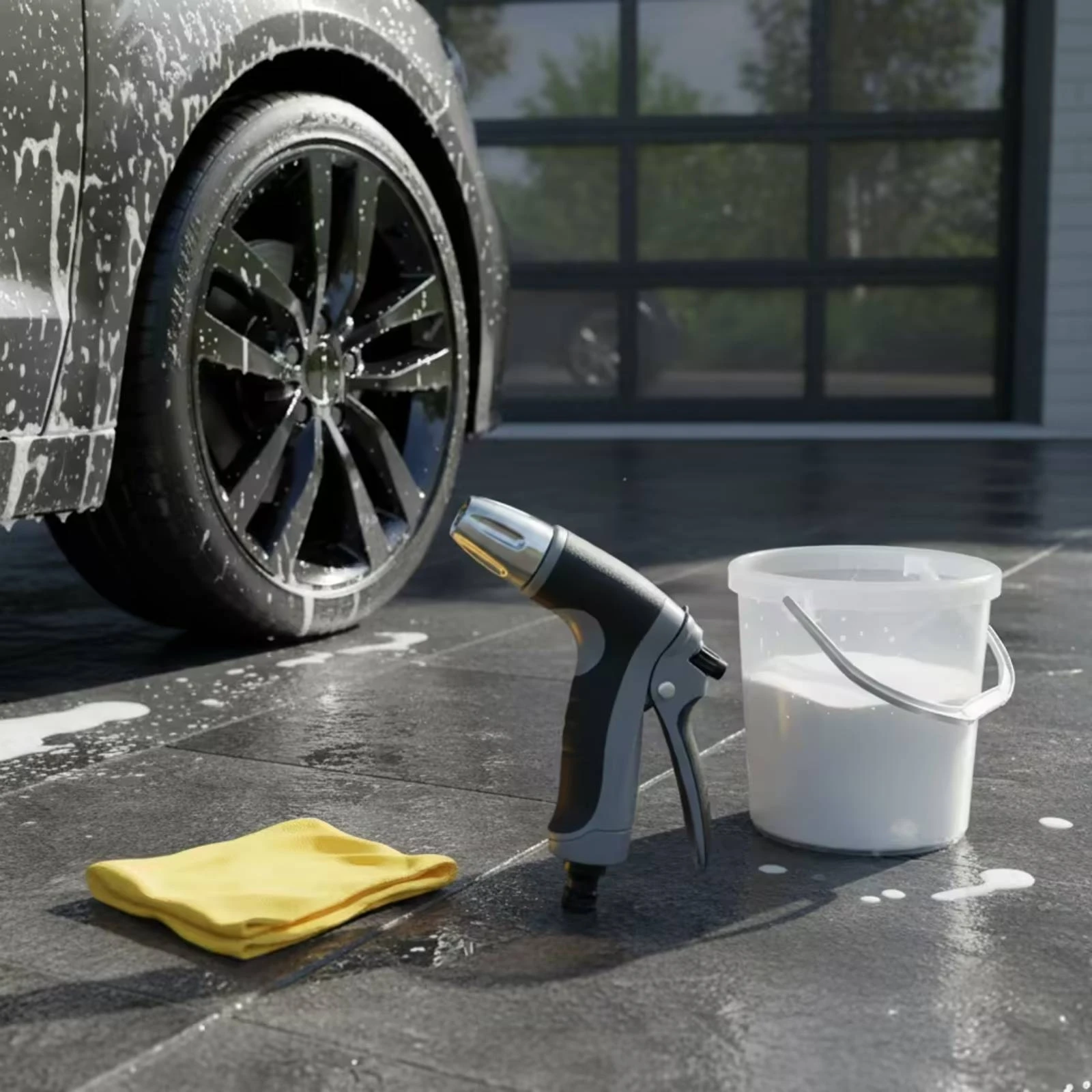 Water Spray with Metal Nozzle Anti-Slip Handheld Water Nozzle Sprayer Compact for Car Detailers, Outdoor Rinsing