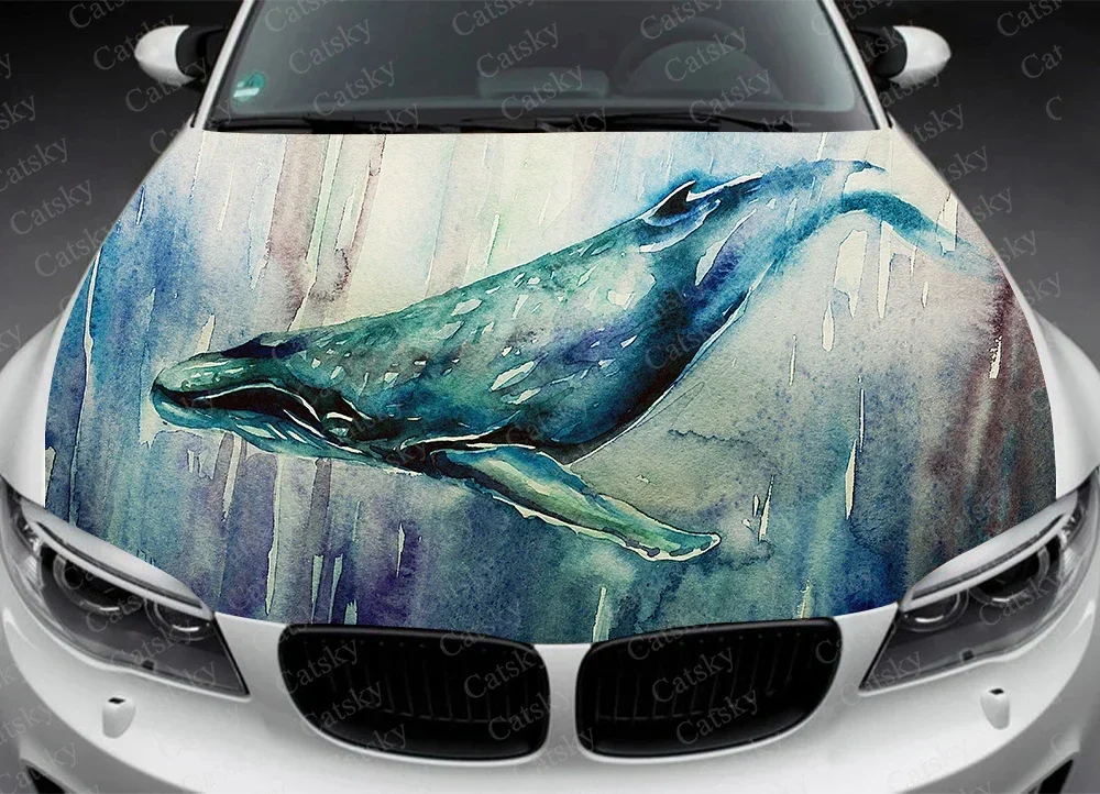 Animal -  Whales Car Hood Vinyl Stickers Wrap Vinyl Film Engine Cover Decals Sticker Car Auto Accessories